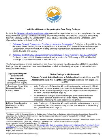 Capacity Building for Collaboration: Additional Research Supporting the Case Study Findings