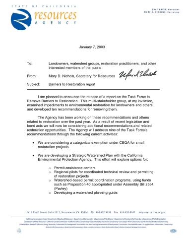 Removing Barriers to Restoration