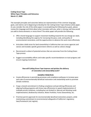 Cutting Green Tape White Paper Principles and Outcomes