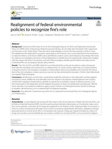Realignment of Federal Environmental Policies to Recognize Fire’s Role