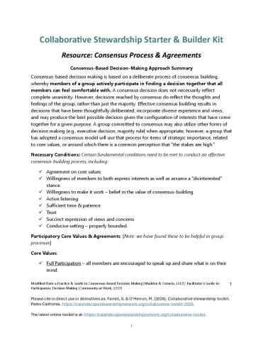 Resource: Consensus Process & Agreements