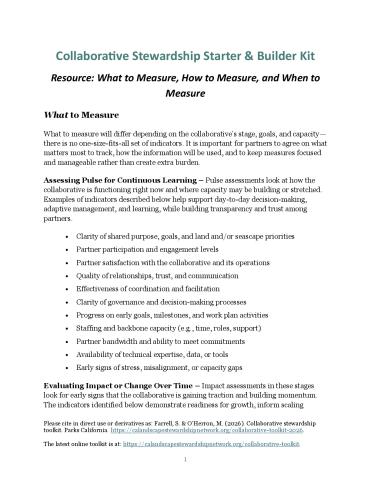 Resource: What to Measure, How to Measure, and When to Measure