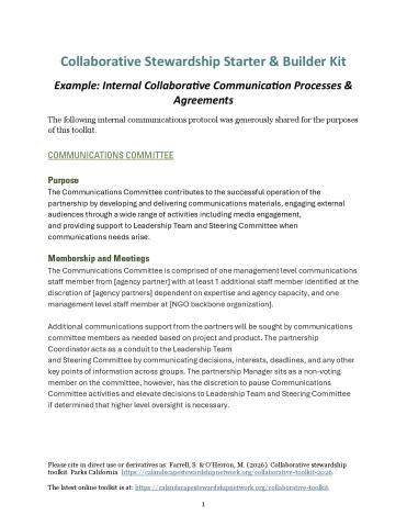 Example: Internal Collaborative Communication Processes & Agreements