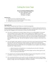 Cutting Green Tape: Focus Committee Meeting Notes