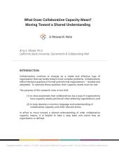 What Does Collaborative Capacity Mean? Moving Toward a Shared Understanding