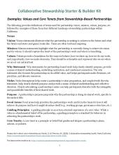 Examples: Values and Core Tenets from Stewardship-Based Partnerships