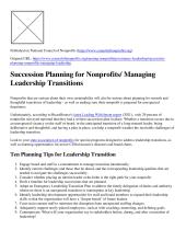 Resource: Succession Planning for Nonprofits/ Managing Leadership Transitions
