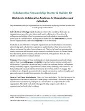 Worksheets: Collaborative Readiness for Organizations and Individuals 